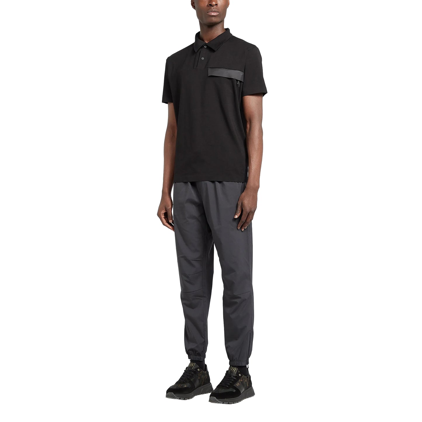 Black - Side - Unlike Humans Mens Zip Pocket Polo Shirt