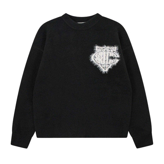 Black - Front - Couture Mens Fluffy Pullover