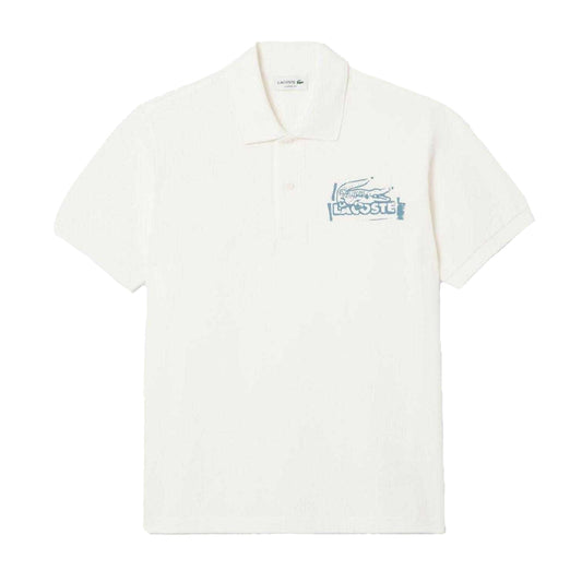 Cream - Front - Lacoste Mens L.12.12 Organic Cotton Short-Sleeved Polo Shirt