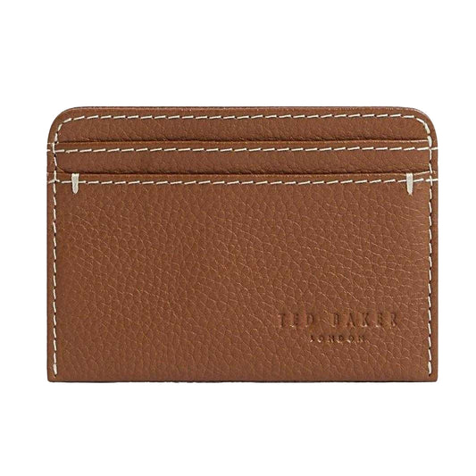 Tan - Front - Ted Baker Pebble Leather Everyday Card Holder