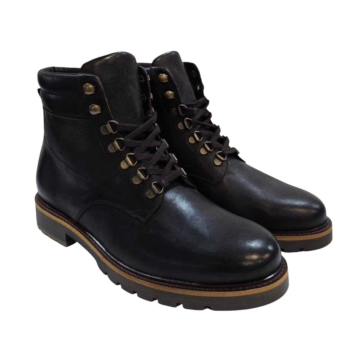Dark Brown - Pack Shot - Firetrap Mens Portal Leather Hiking Boots