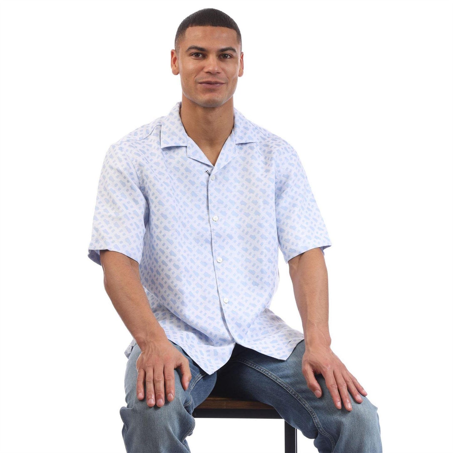 Blue - Lifestyle - Boss Mens C-Lars-252 Lyocell Short-Sleeved Shirt