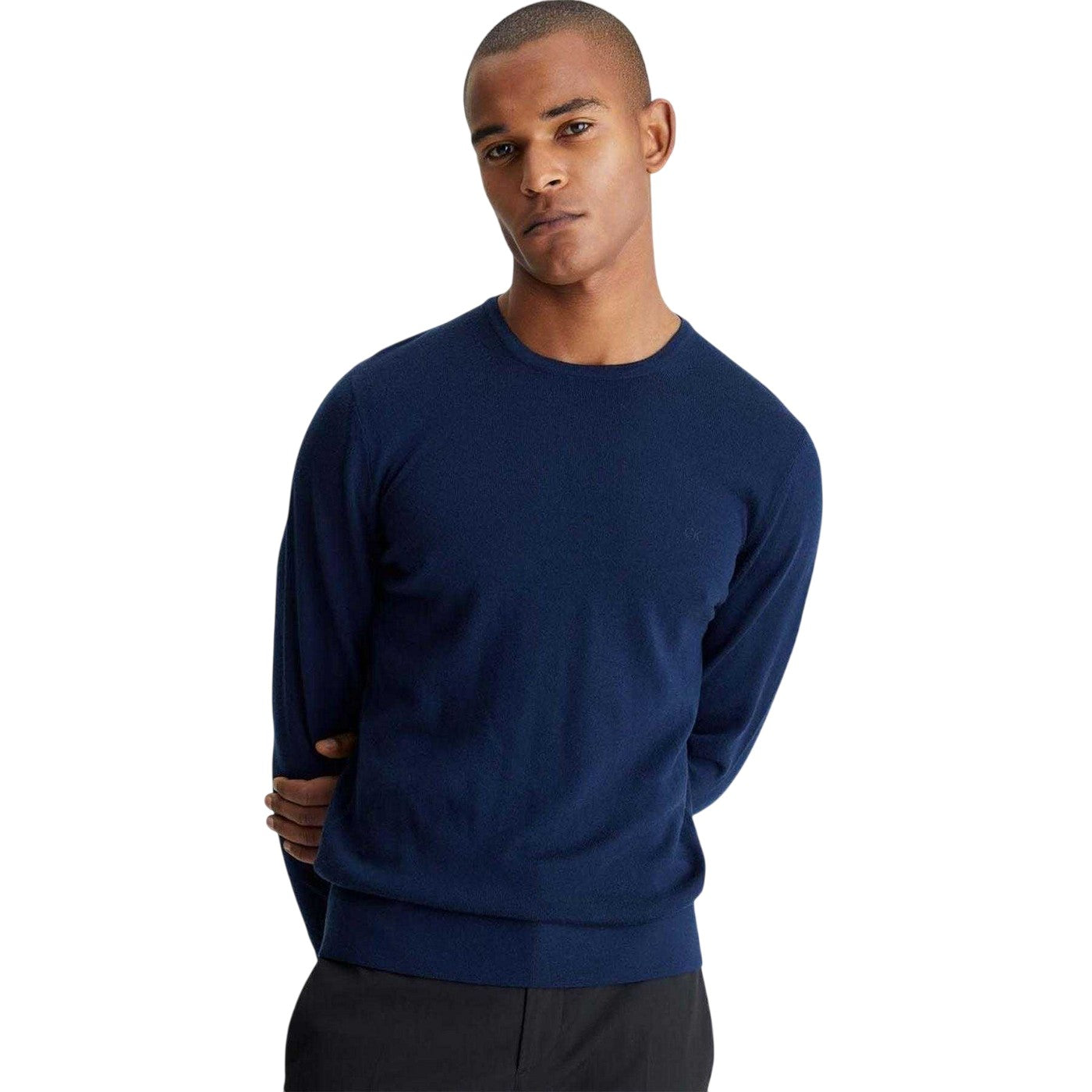 Navy - Pack Shot - Calvin Klein Mens Merino Wool Regular Jumper