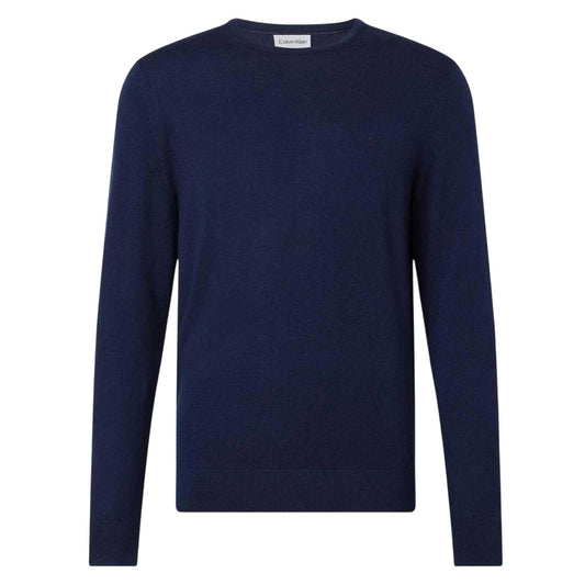 Navy - Front - Calvin Klein Mens Merino Wool Regular Jumper