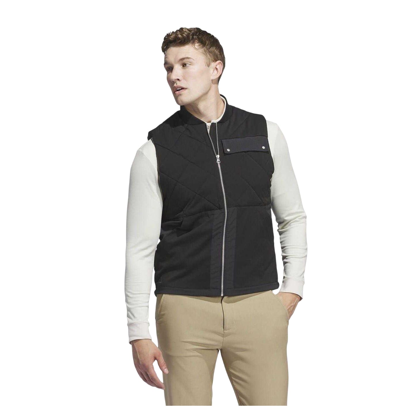 Black - Lifestyle - Adidas Mens Golf Quilted Recycled Polyester Gilet