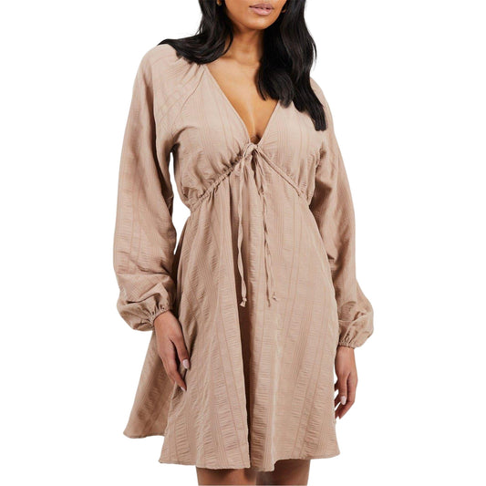 Taupe - Front - Brave Soul Womens-Ladies A-line Mini Dress