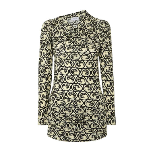 White-Black Print - Front - Off White Womens-Ladies All-Over Print Mini Dress