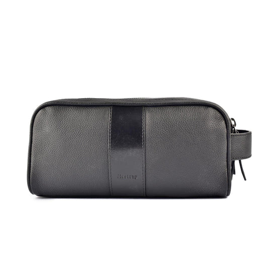 Black Print - Front - Firetrap Leather Travel Wash Bag