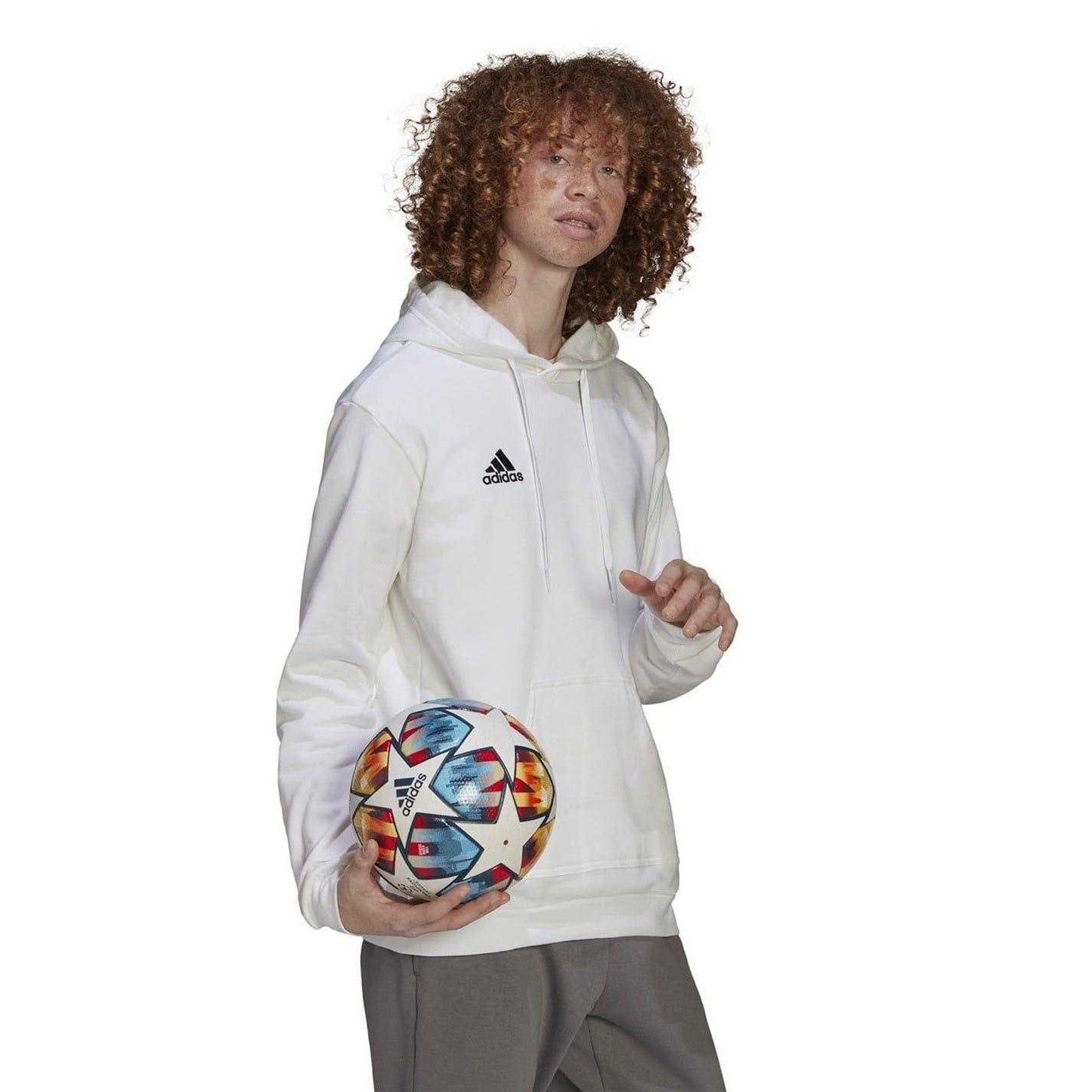 White-Black - Lifestyle - Adidas Mens Entrada 22 Cotton Blend Pullover Hoodie