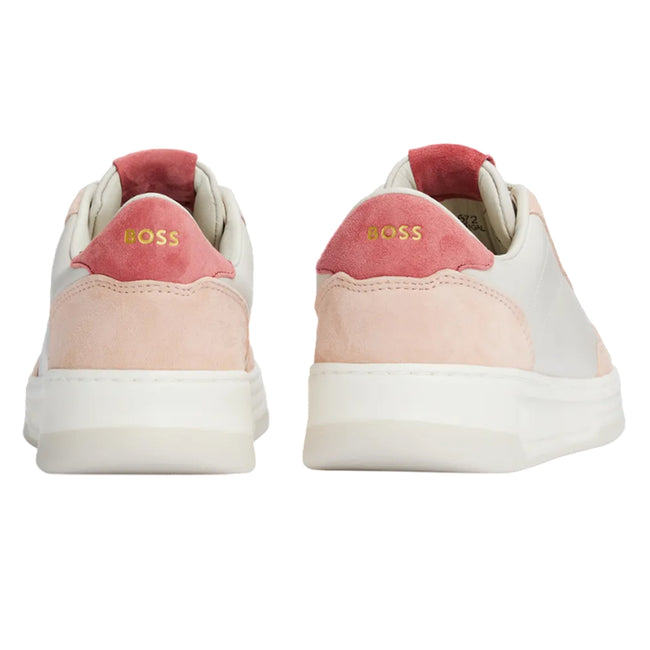 Natural - Back - Boss Womens-Ladies Baltimore Leather Tennis Trainers