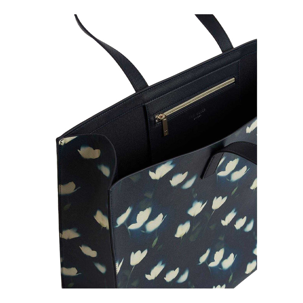 Navy - Lifestyle - Ted Baker Floral Faux Leather Tote Bag