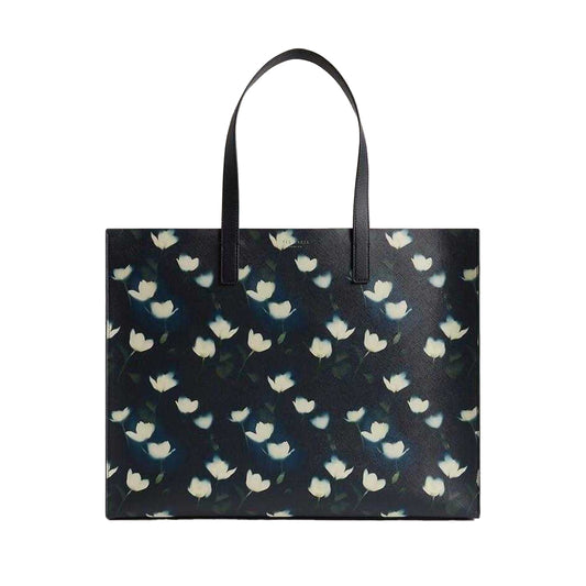 Navy - Front - Ted Baker Floral Faux Leather Tote Bag