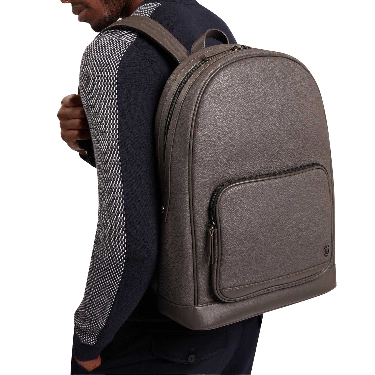 Charcoal - Pack Shot - Ted Baker Pebbled Travel Backpack