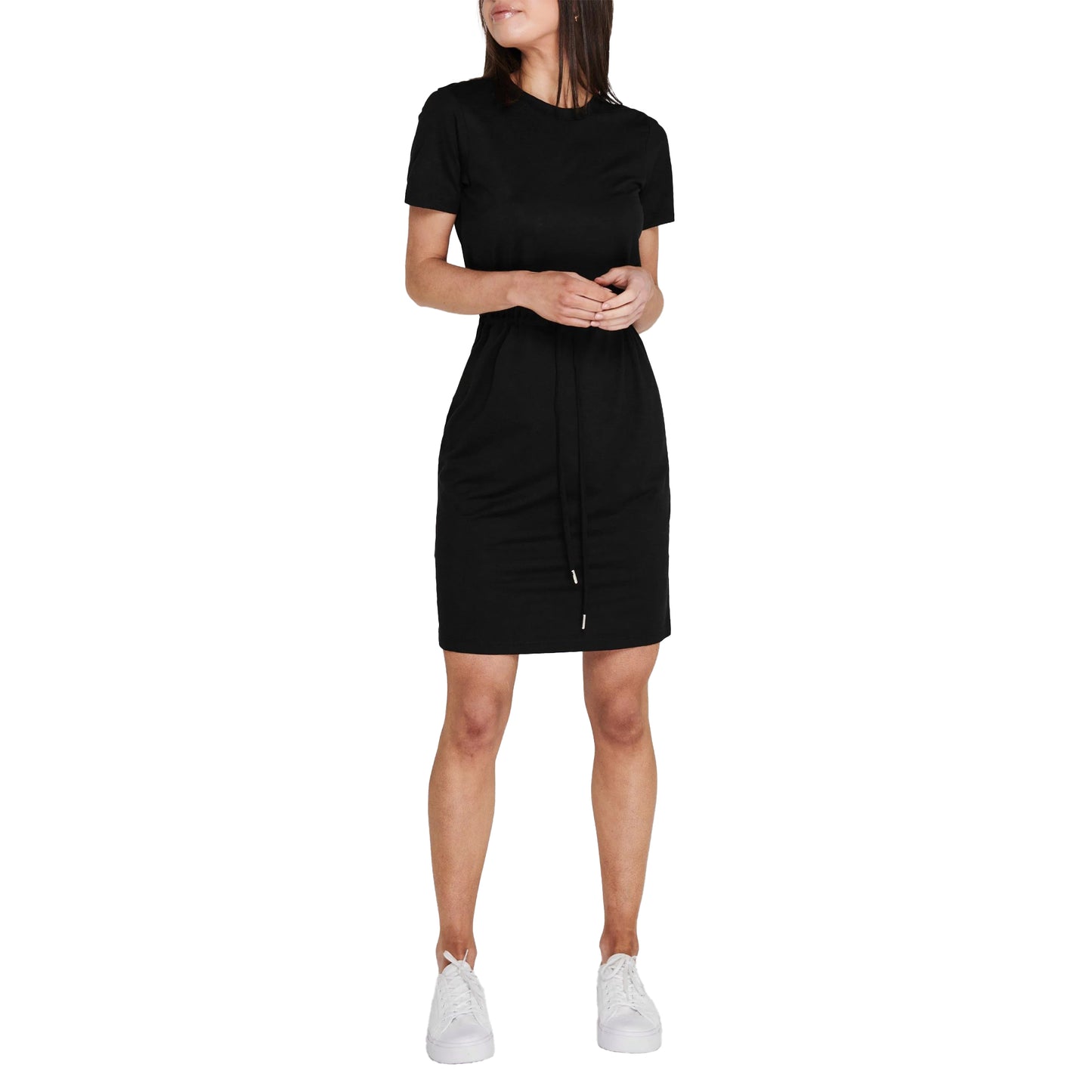 Black - Side - Superdry Womens-Ladies Drawstring T-Shirt Dress