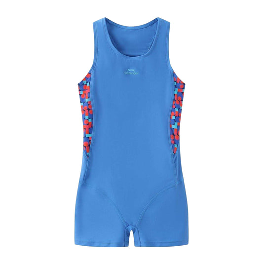 Blue - Front - Slazenger Girls Geometric Pattern One Piece Swimsuit