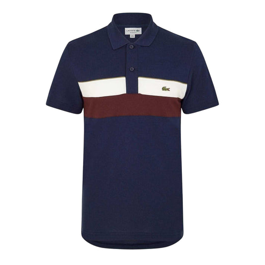Navy - Front - Lacoste Mens Colour Block Polo Shirt