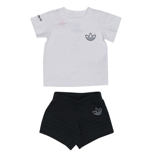 White - Front - Adidas Baby Collection Trefoil T-Shirt & Shorts Set