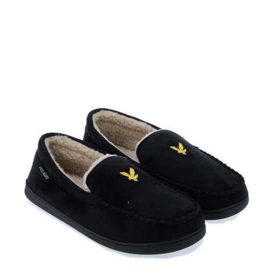 Black - Front - Lyle & Scott Mens Aspen Moccasin Slippers