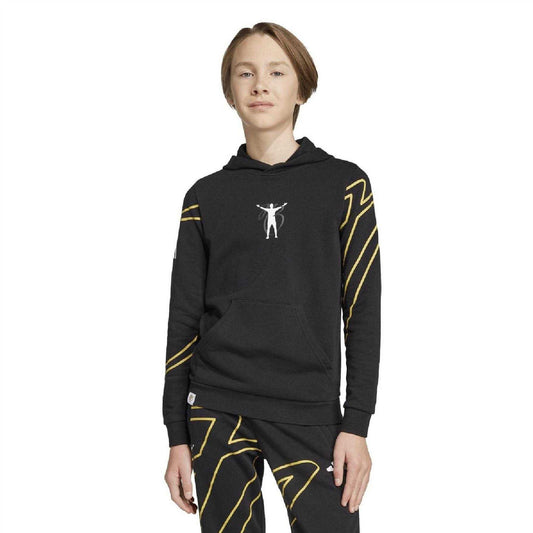 Black - Front - Adidas Boys Jude Bellingham French Terry Drawstring Hoodie