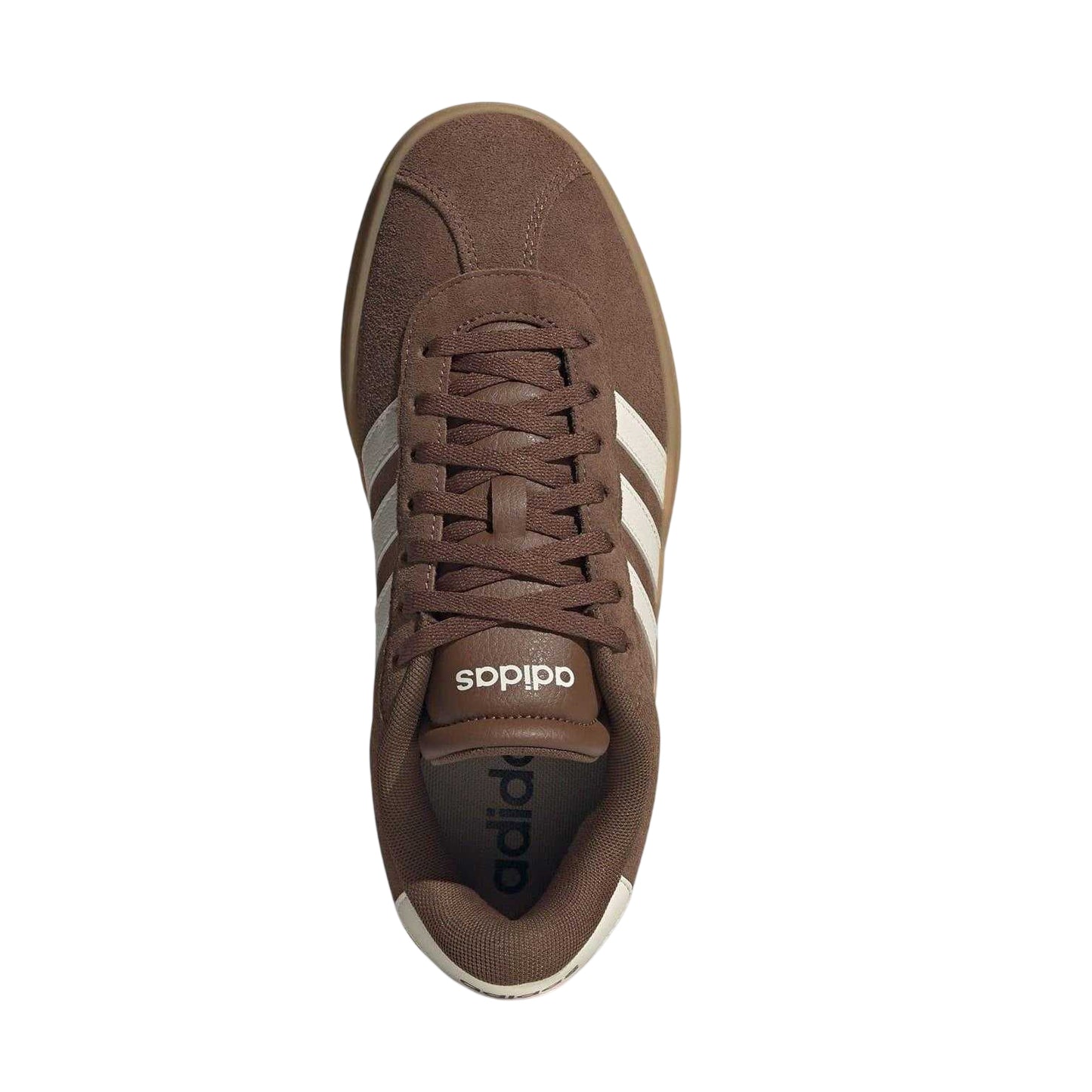 Brown-White-Gum - Pack Shot - Adidas Womens-Ladies Court Bold Leather Trainers