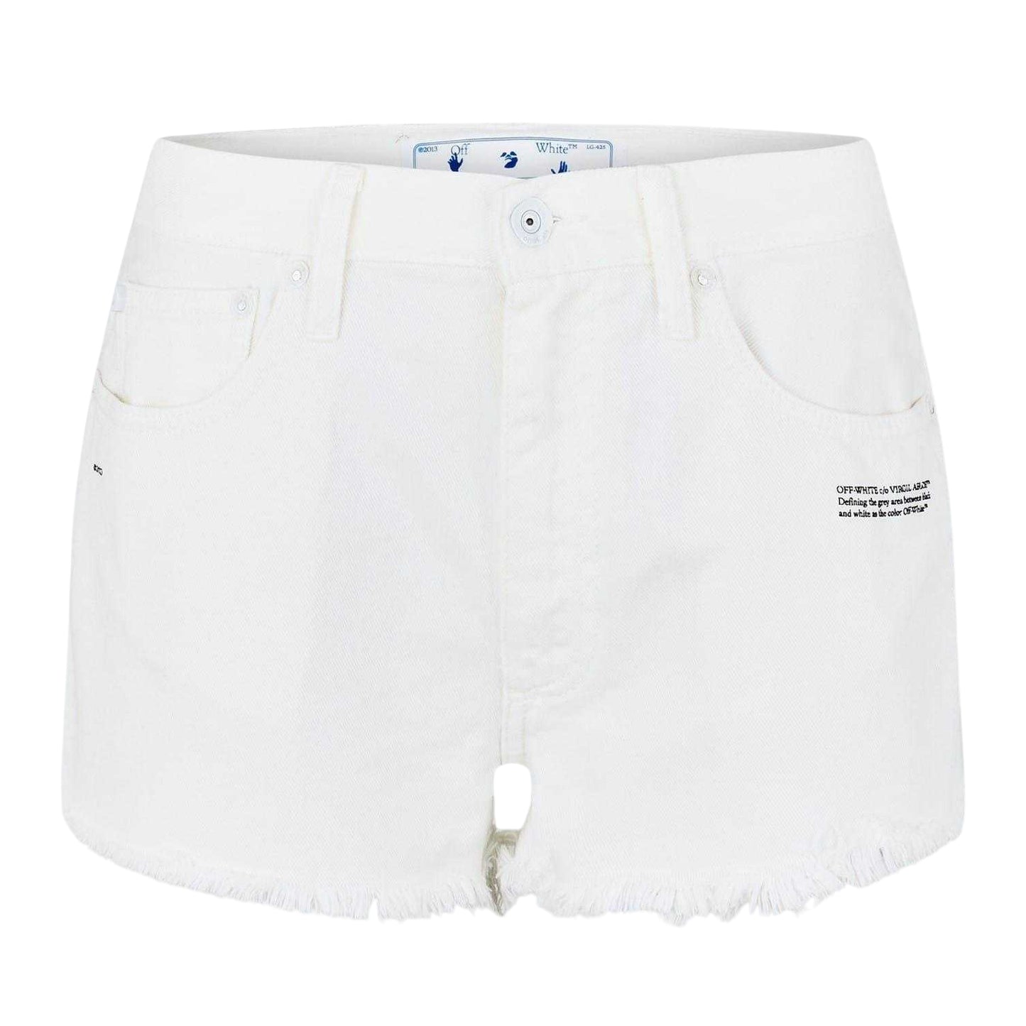 White-Black - Front - Off White Womens-Ladies Denim Distressed Shorts