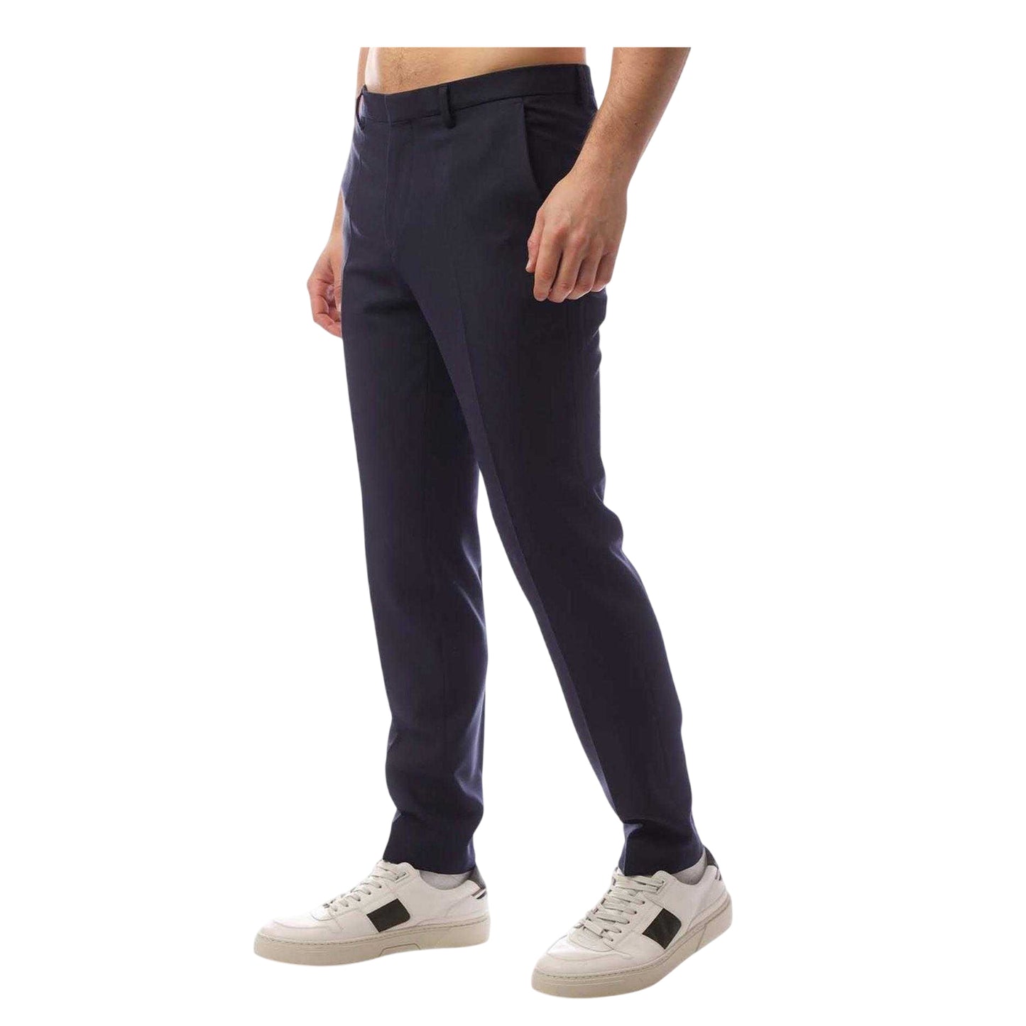 Dark Blue - Side - Hugo Mens Hesten Wool Blend Trousers