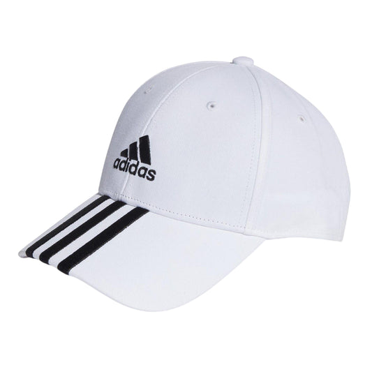 White-Black - Front - Adidas Childrens-Kids 3 Stripes Baseball Cap