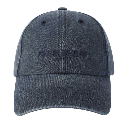 Black - Front - Jack Wills Mens Washed Cotton Baseball Cap