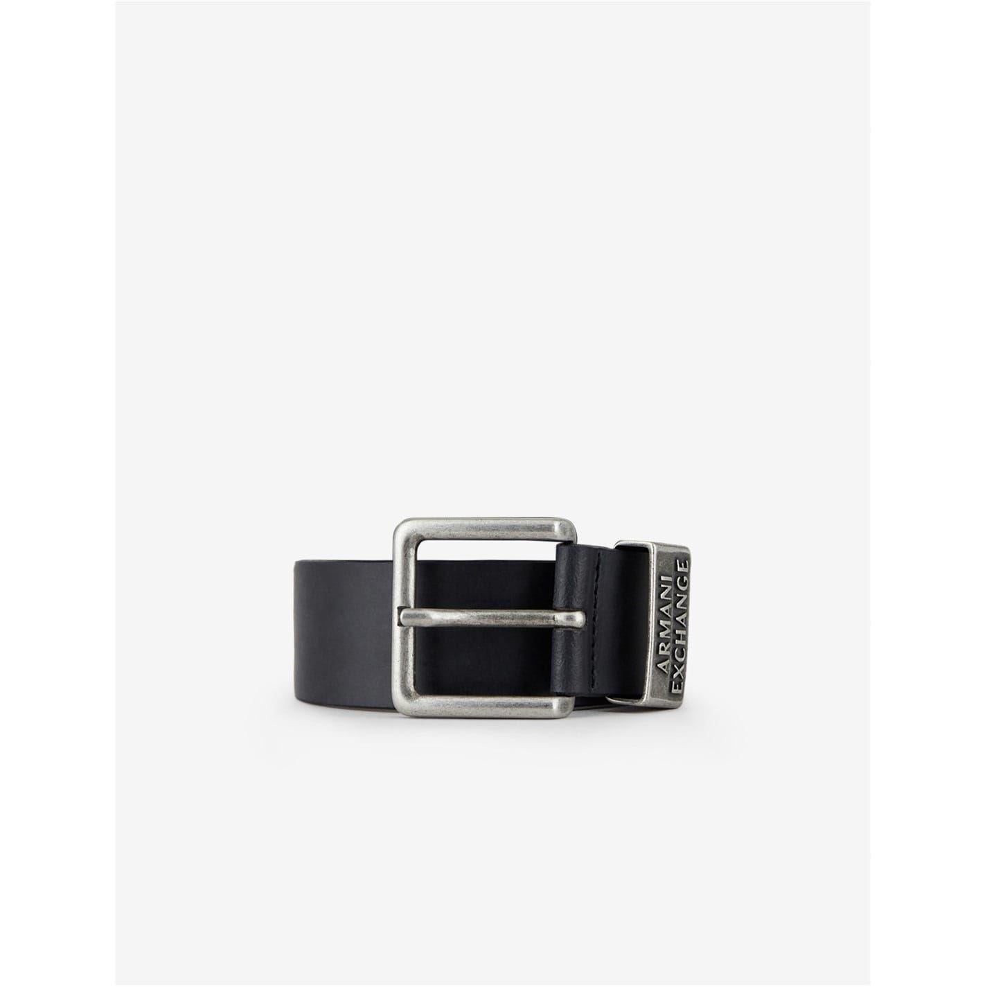 Black - Lifestyle - Armani Exchange Mens Logo Leather Belt
