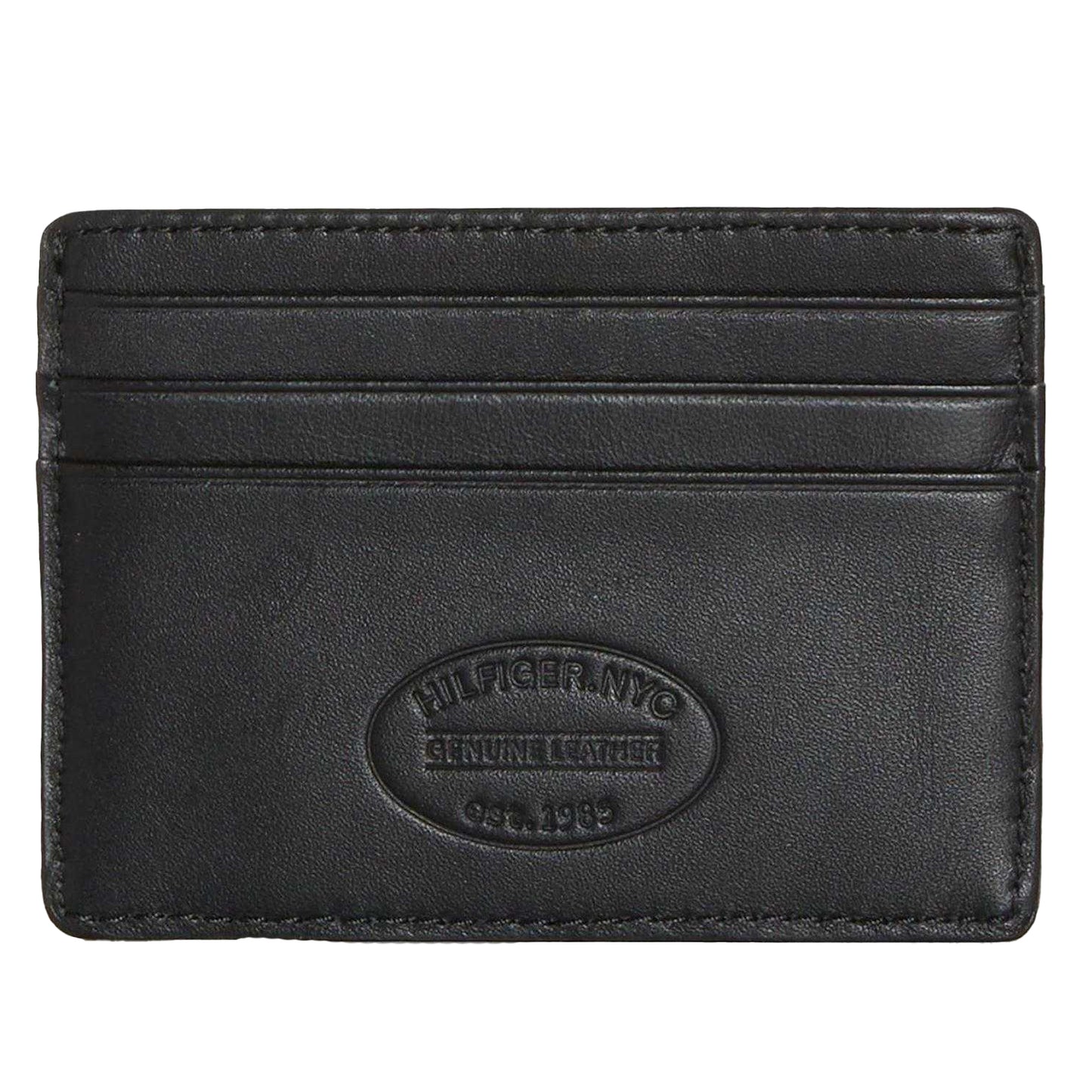Black - Back - Tommy Hilfiger Classic Leather Card Holder