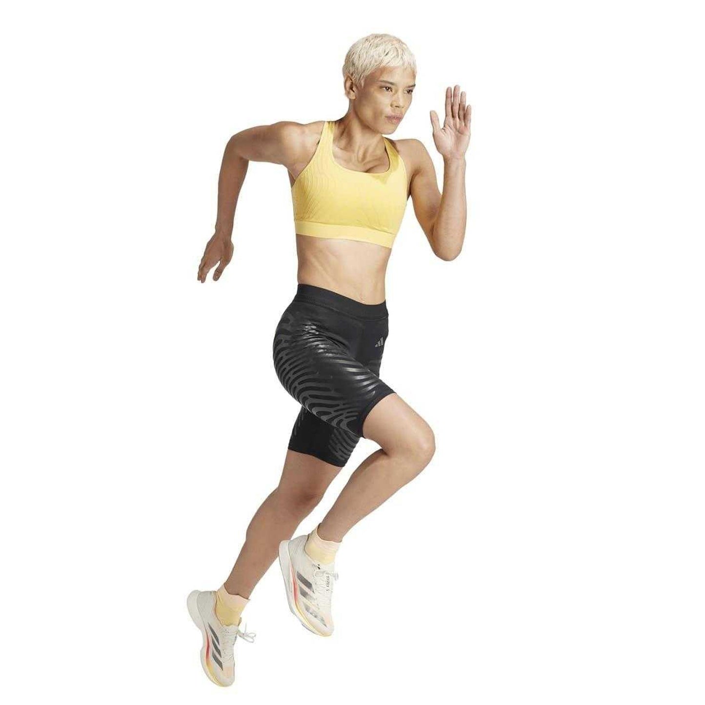 Black - Close up - Adidas Womens-Ladies Adizero Elasticated Running Shorts