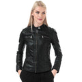 Black - Front - Only Womens-Ladies Bandit Faux Leather Biker Jacket