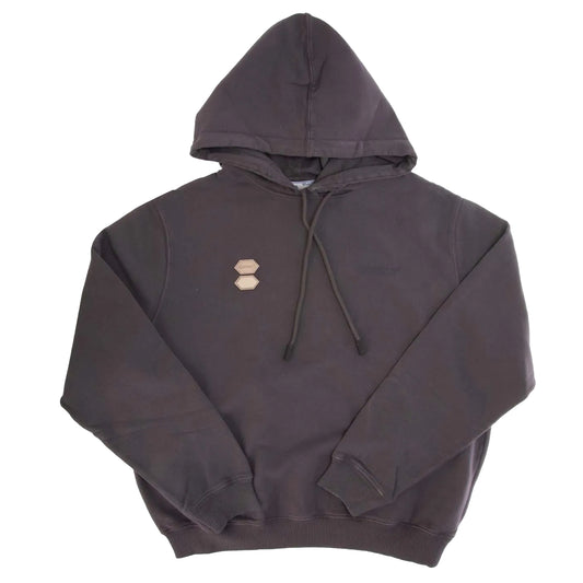 Grey-Pink - Front - Off White Womens-Ladies Patches Regular Hoodie