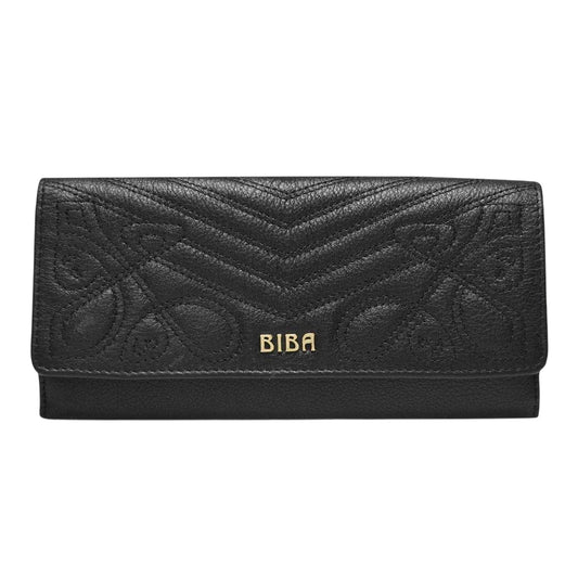 Black - Front - Biba Maxine Logo Leather Purse