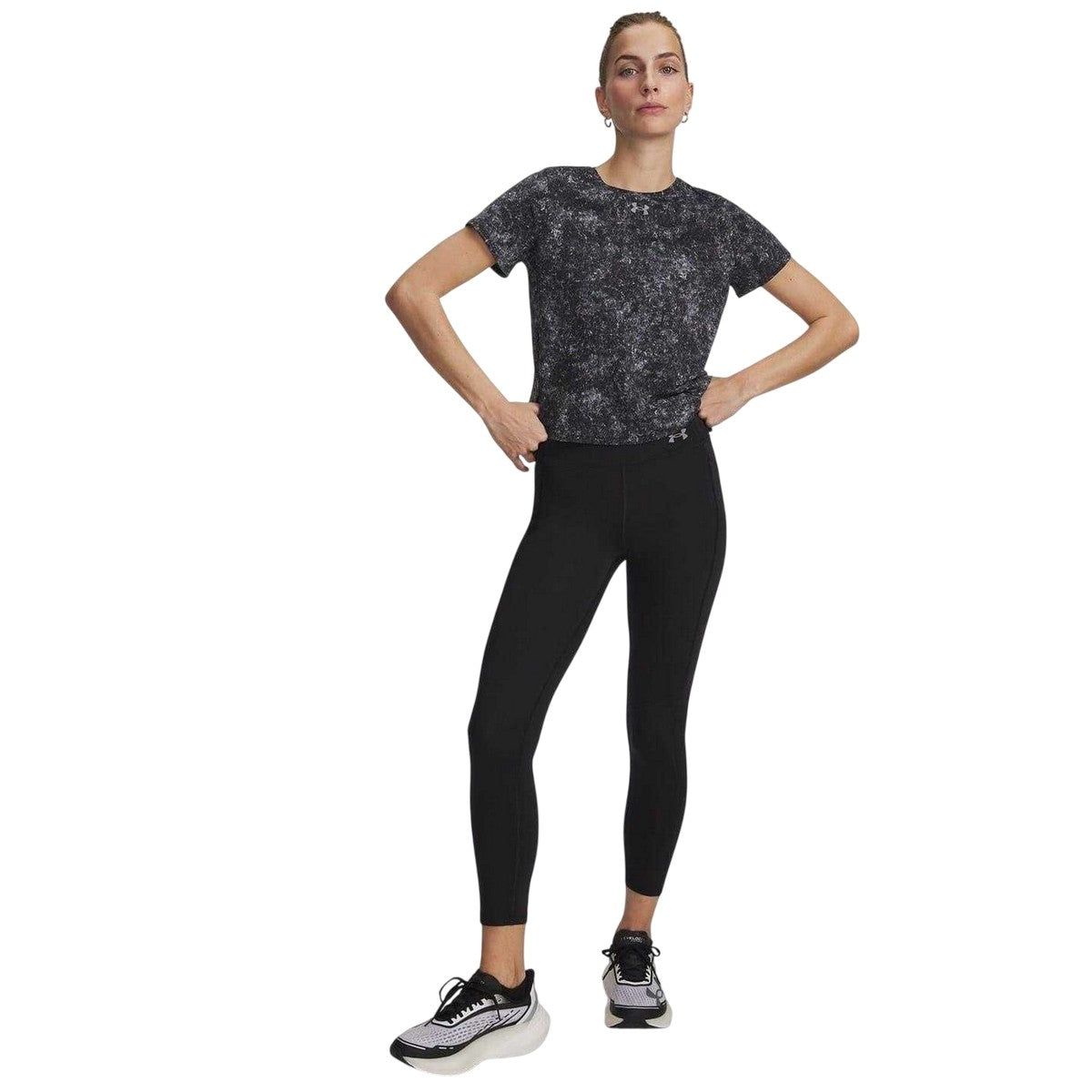 Black-Reflective Black - Side - Under Armour Womens-Ladies Velo Side Pocket Leggings