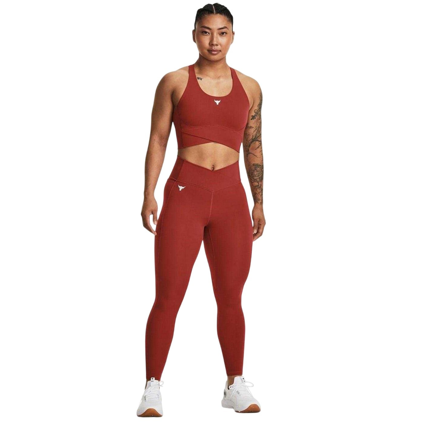 Red - Lifestyle - Under Armour Womens-Ladies Project Rock Crossover Leggings