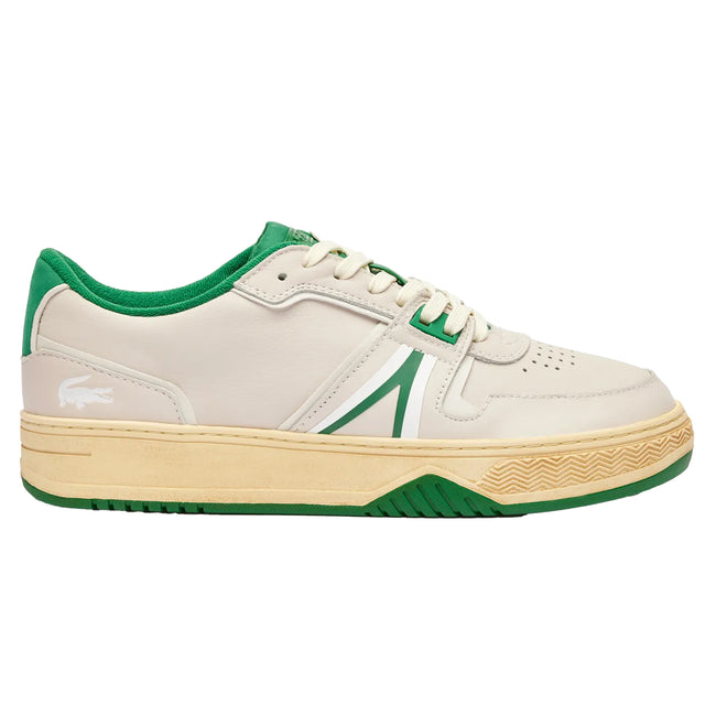 Off White-Green - Front - Lacoste Unisex Adult L001 Leather Trainers