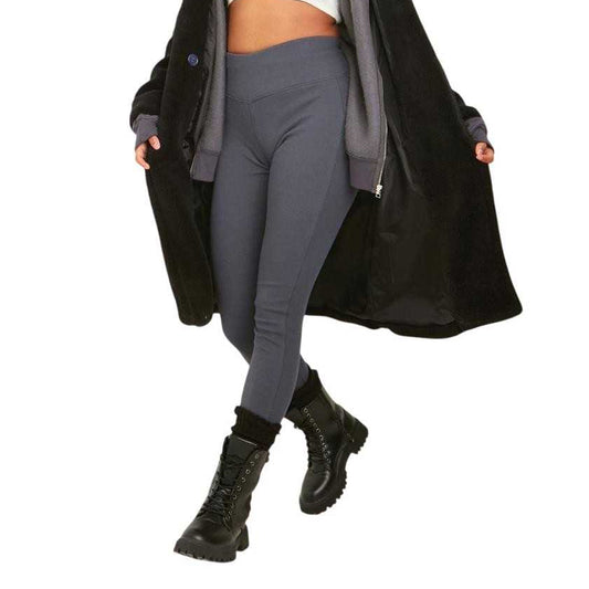Charcoal - Front - Missy Empire Womens-Ladies Ribbed High Waist Leggings