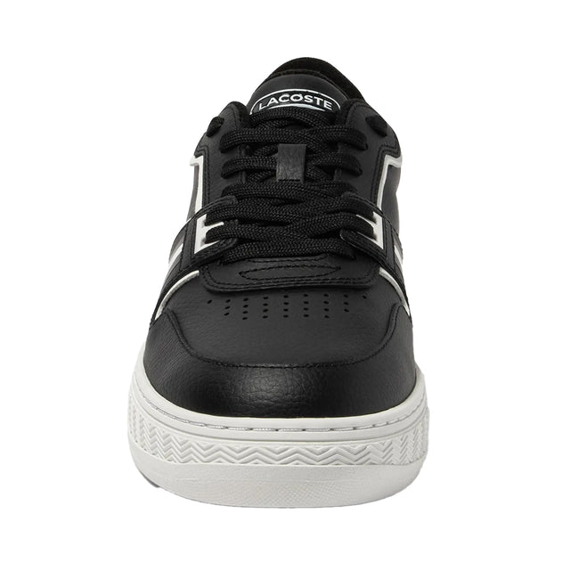 Black-White - Front - Lacoste Unisex Adult L001 Leather Trainers