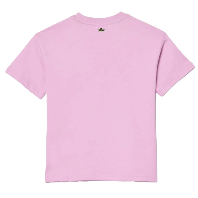 Pink - Back - Lacoste Childrens-Kids Graphic Print Cotton T-Shirt