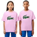 Pink - Side - Lacoste Childrens-Kids Graphic Print Cotton T-Shirt