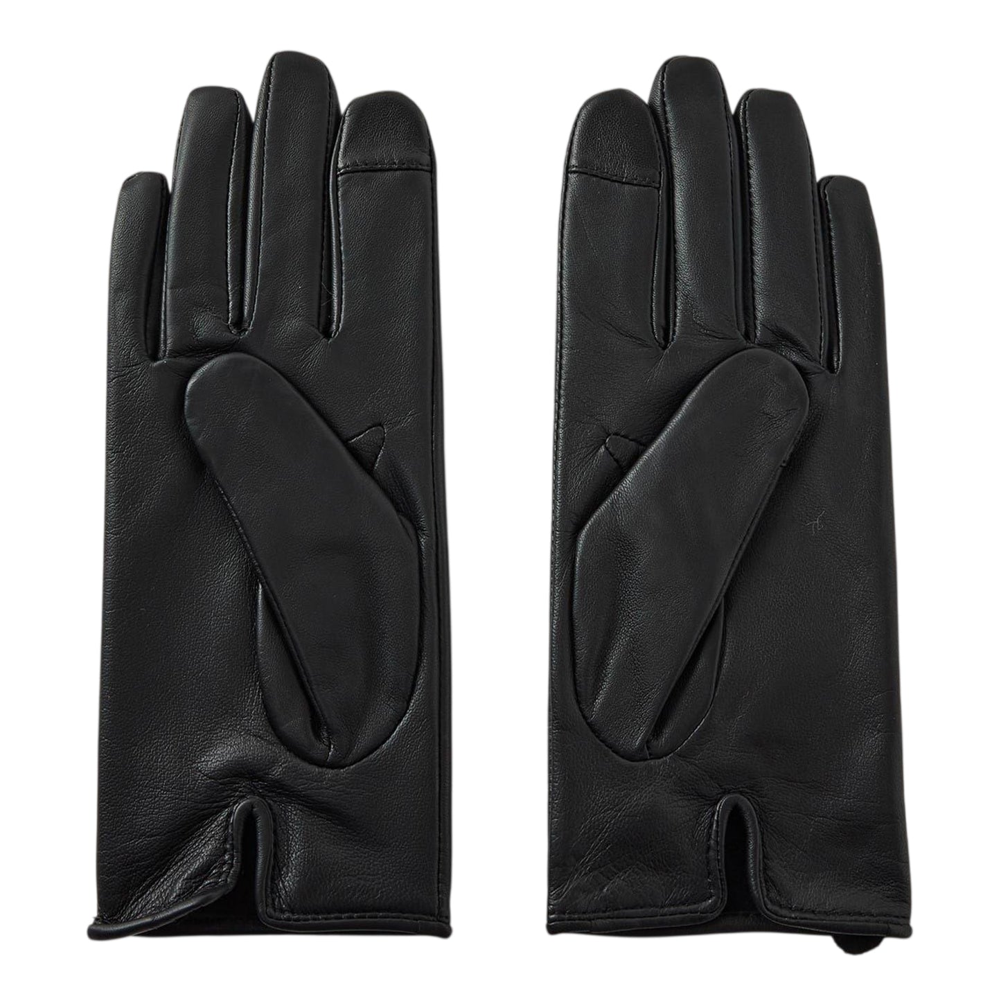 Black - Back - Ralph Lauren Logo Leather Embossed Gloves