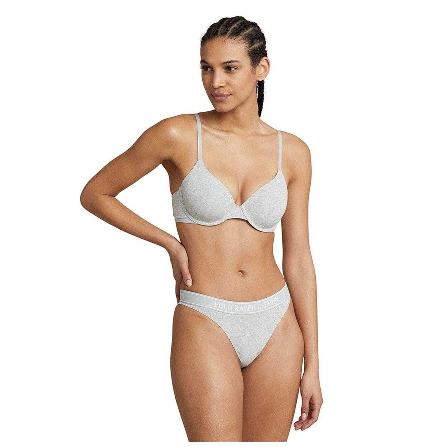 Grey - Pack Shot - Ralph Lauren Womens-Ladies Polo Cotton Blend Thong