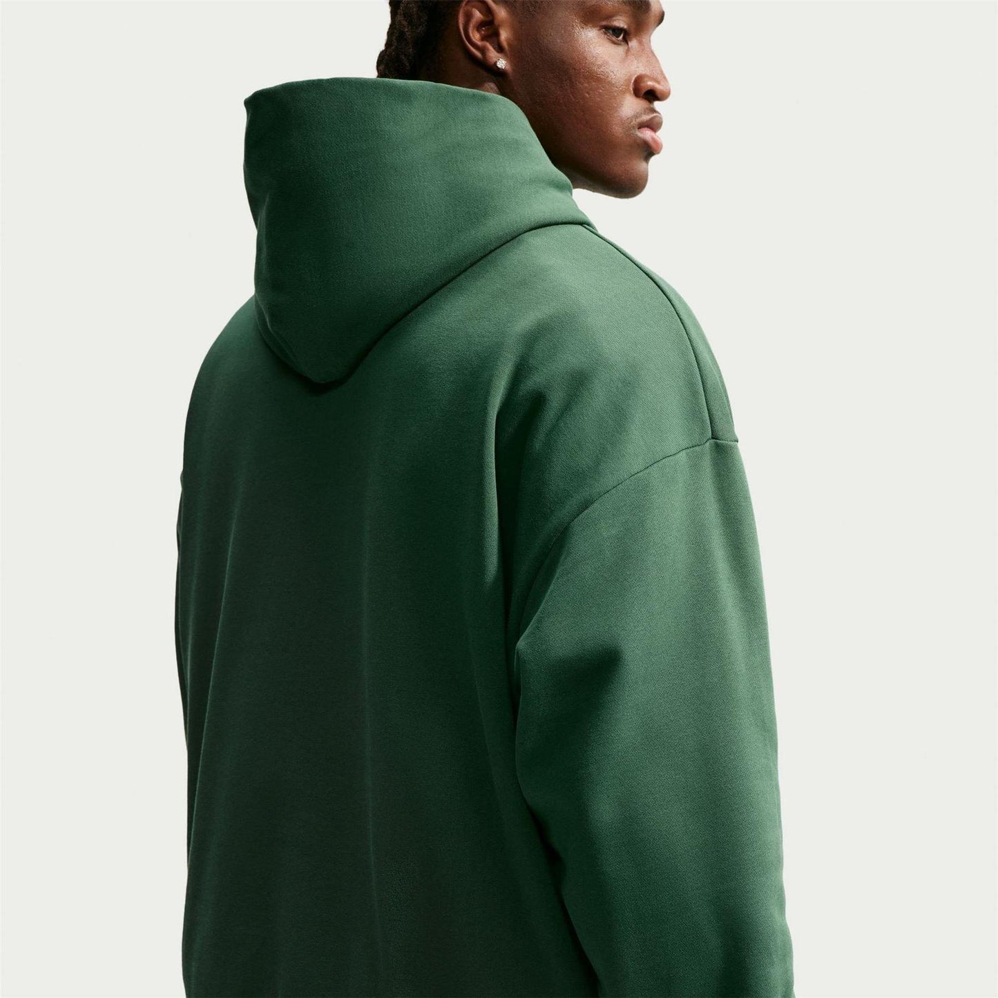 Forest Green - Close up - Nike Mens Club Fleece Pullover Hoodie