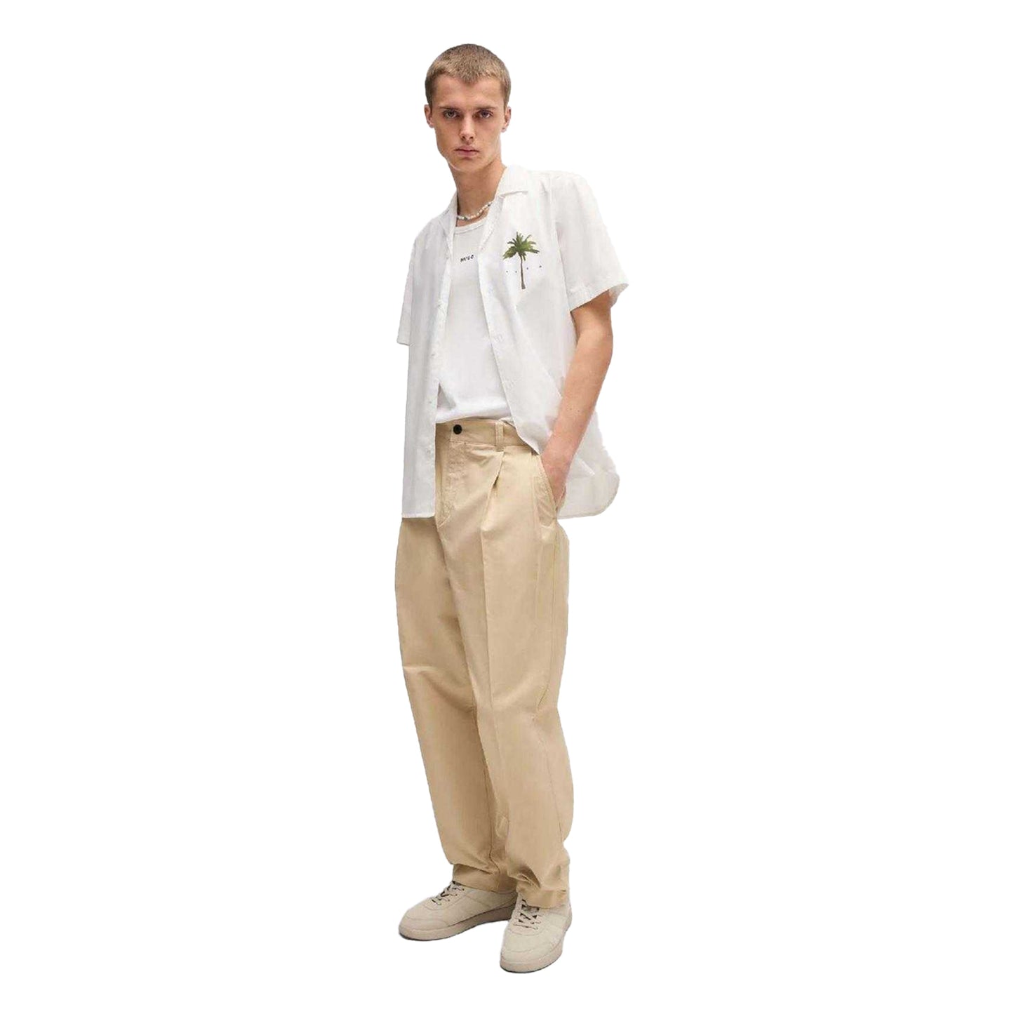 Beige - Lifestyle - Hugo Mens Relaxed Fit Trousers
