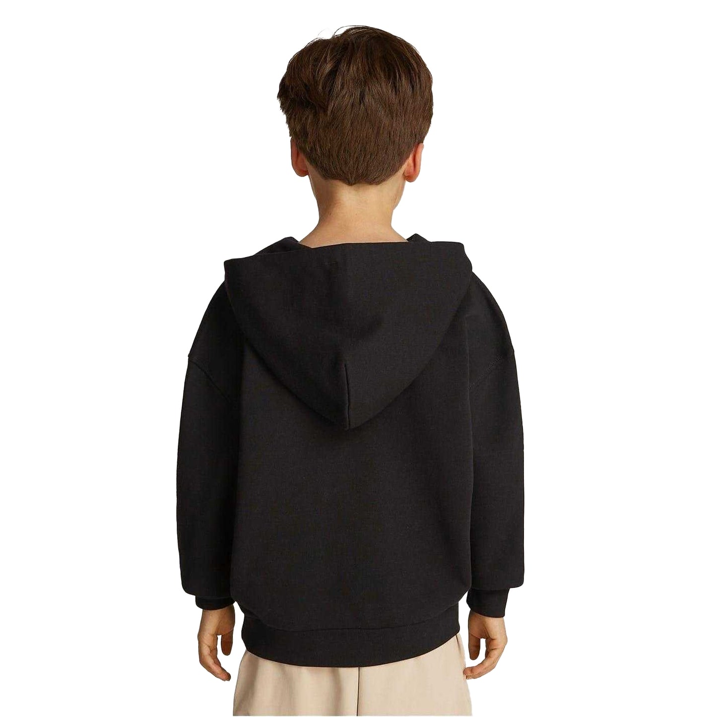 Black - Pack Shot - Calvin Klein Childrens-Kids Hooded Drop Sleeve Hoodie