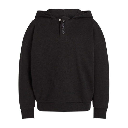 Black - Front - Calvin Klein Childrens-Kids Hooded Drop Sleeve Hoodie