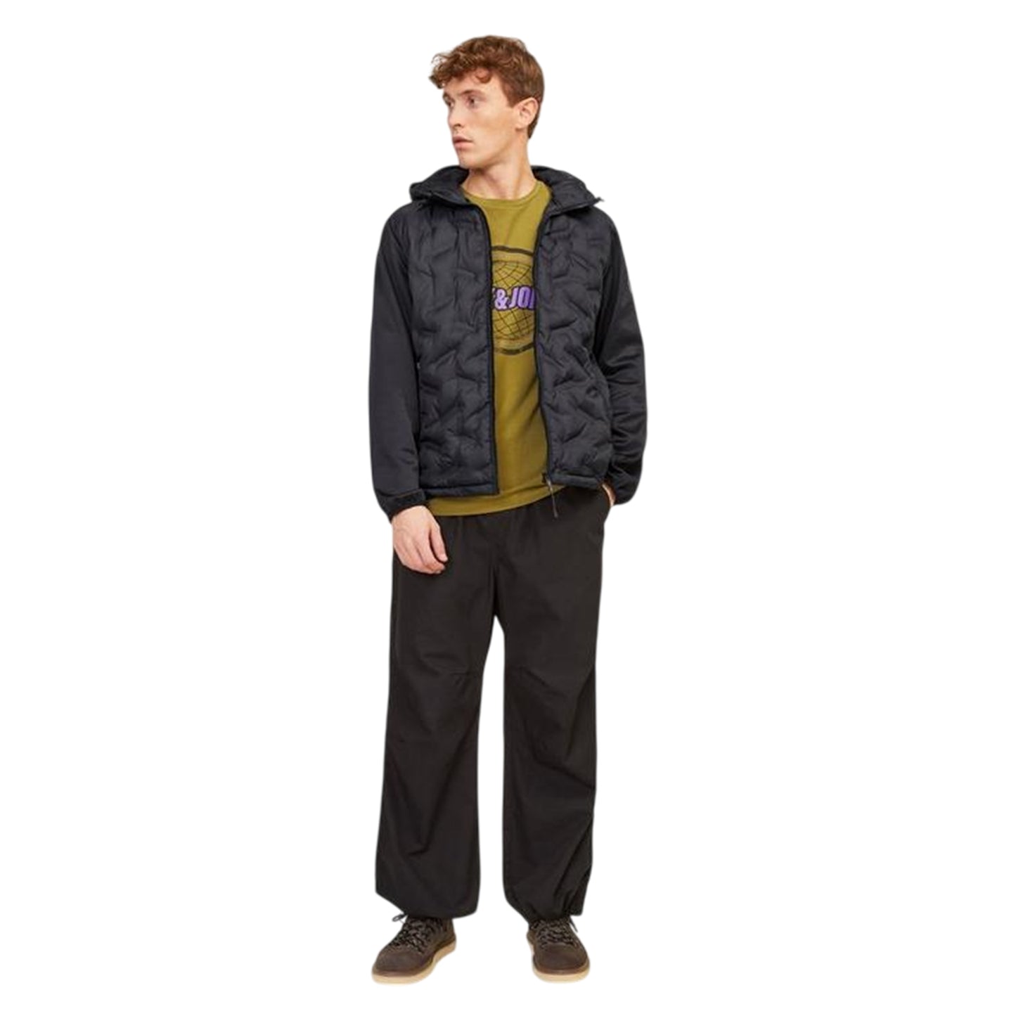 Black - Lifestyle - Jack And Jones Mens Hooded Hybrid Jacket