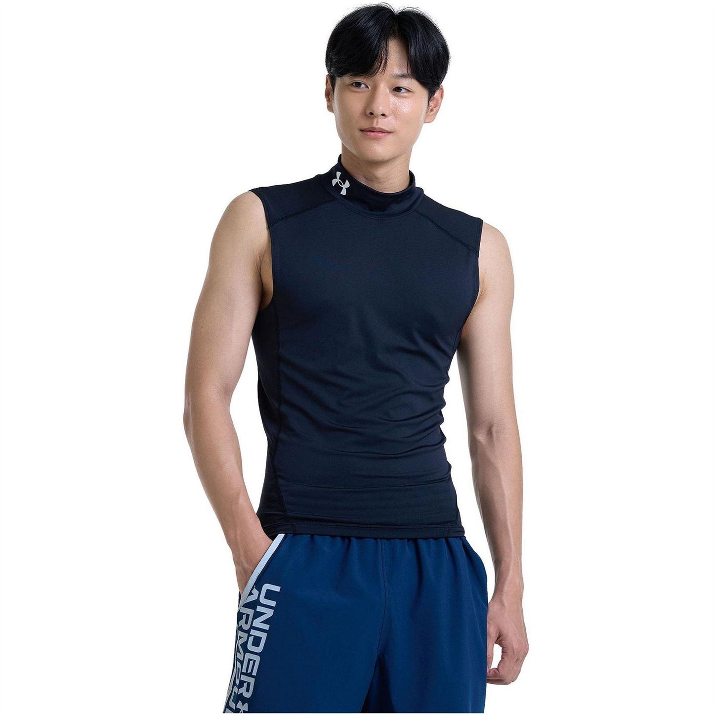 Black-White - Pack Shot - Under Armour Mens Sleeveless Vest Top