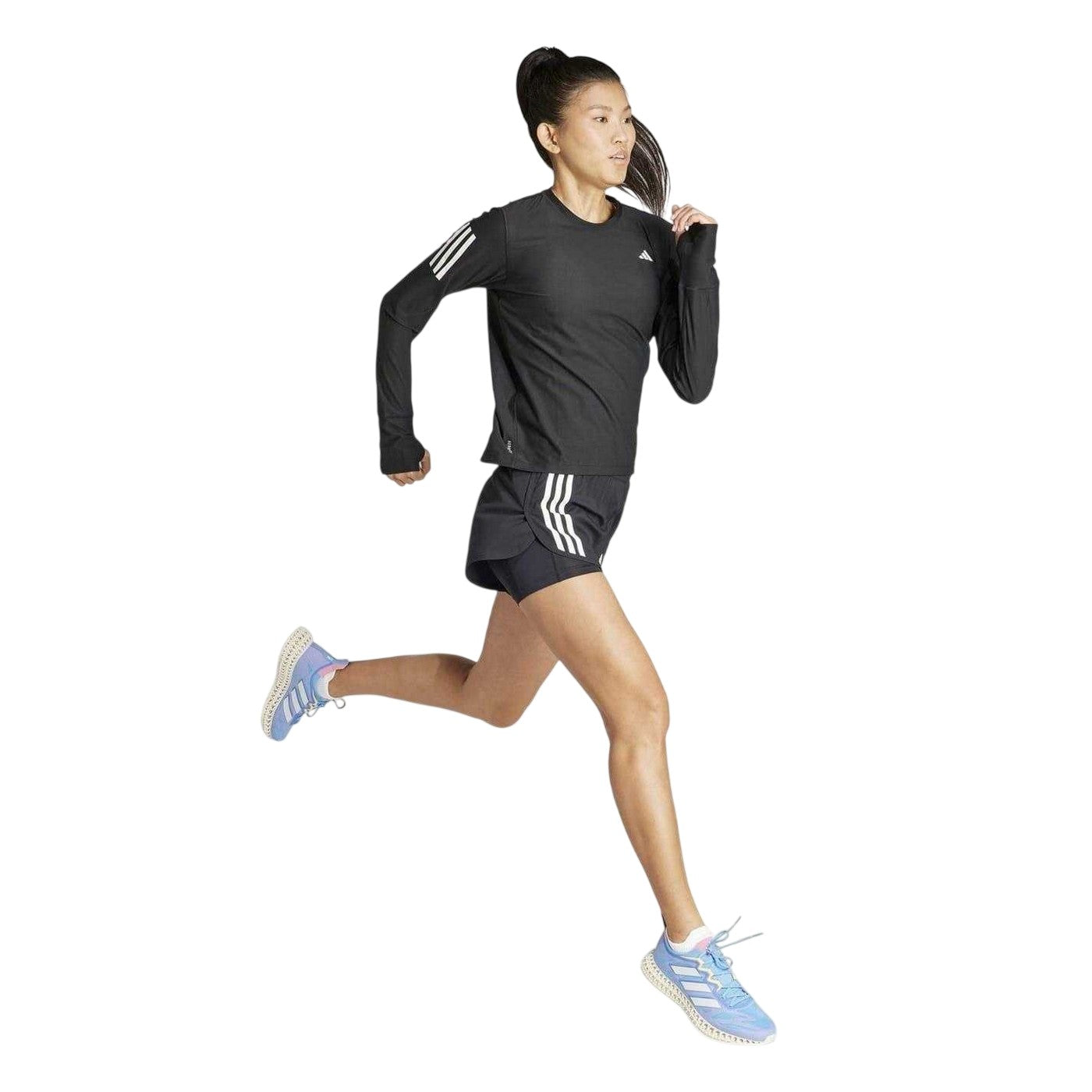 Black - Pack Shot - Adidas Womens-Ladies Own The Run Long-Sleeved Top